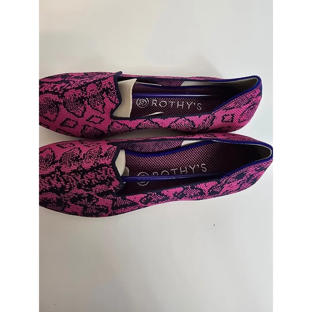 ROTHY'S Fuchsia‎ Navy Snake Print Loafers Flats Womens Size 9 New